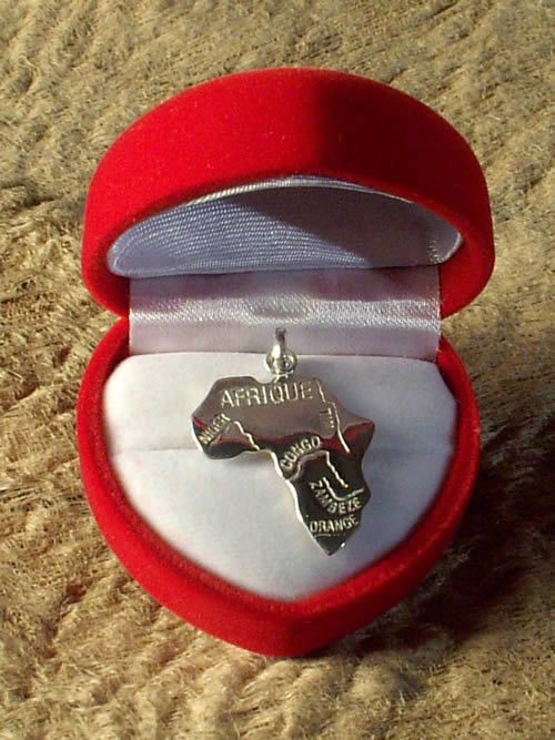 - Carte Afrique en  argent massif - Pendentifs - Bijoux africain