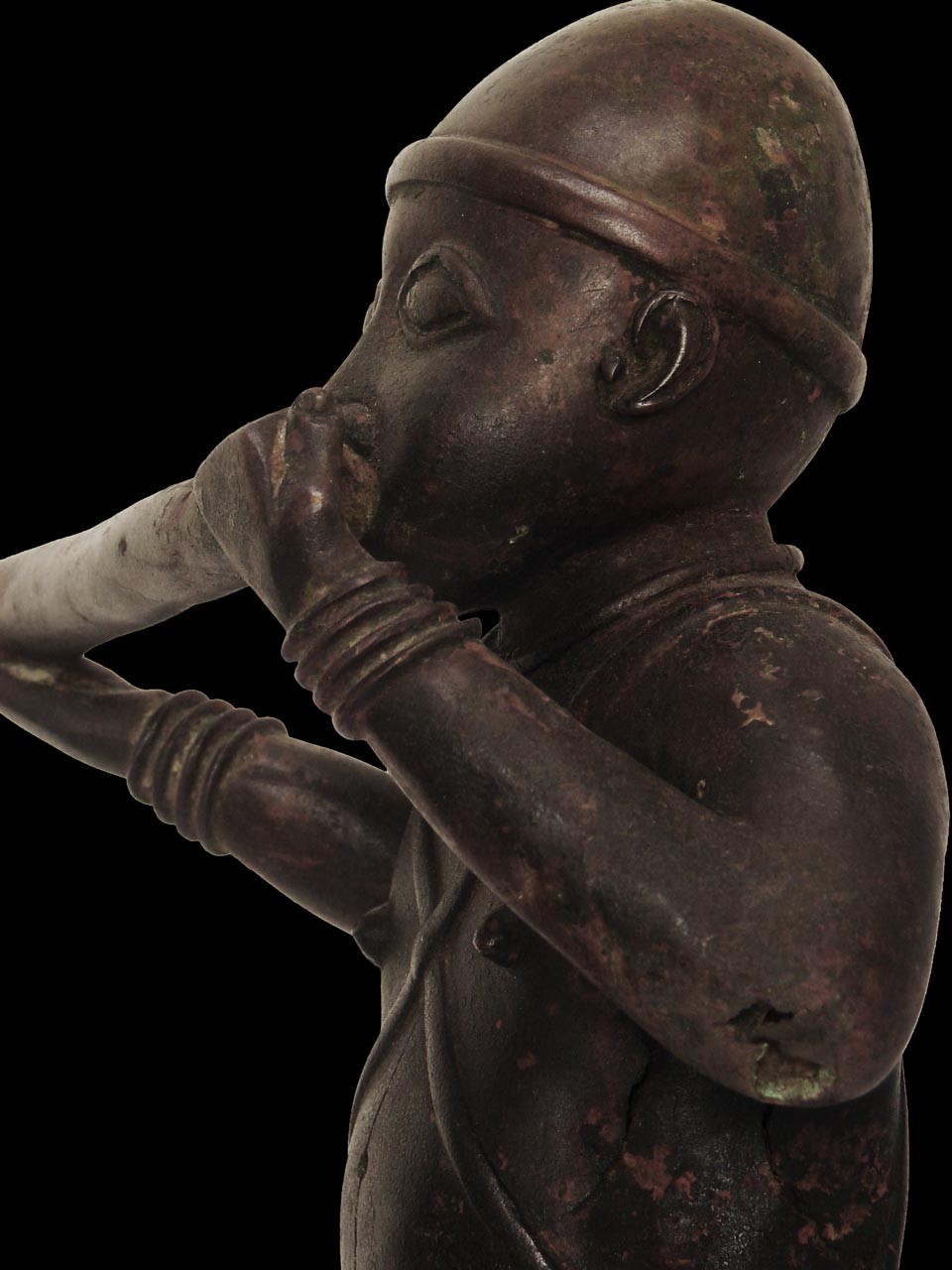 Nain de cour Joueur de trompe en bronze - Bini - Nigeria - Bronzes d’ife