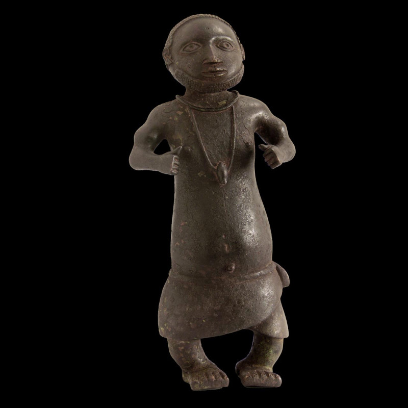 Nain de cour Joueur de trompe en bronze - Bini - Nigeria - Bronzes d’ife