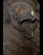 Bouclier en vannerie et crâne de singe - Pygmées Baka - Cameroun / Gabon