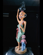 Sculpture Shetani Femme et enfants - Agostino Malaba - Makonde