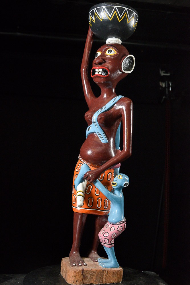 Sculpture Shetani Femme et enfant - Agostino Malaba - Makonde
