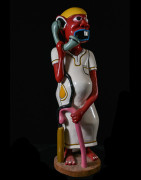 Sculpture Shetani Homme Au Télephone - Agostino Malaba - Makonde