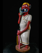 Sculpture Shetani Homme Au Télephone - Agostino Malaba - Makonde