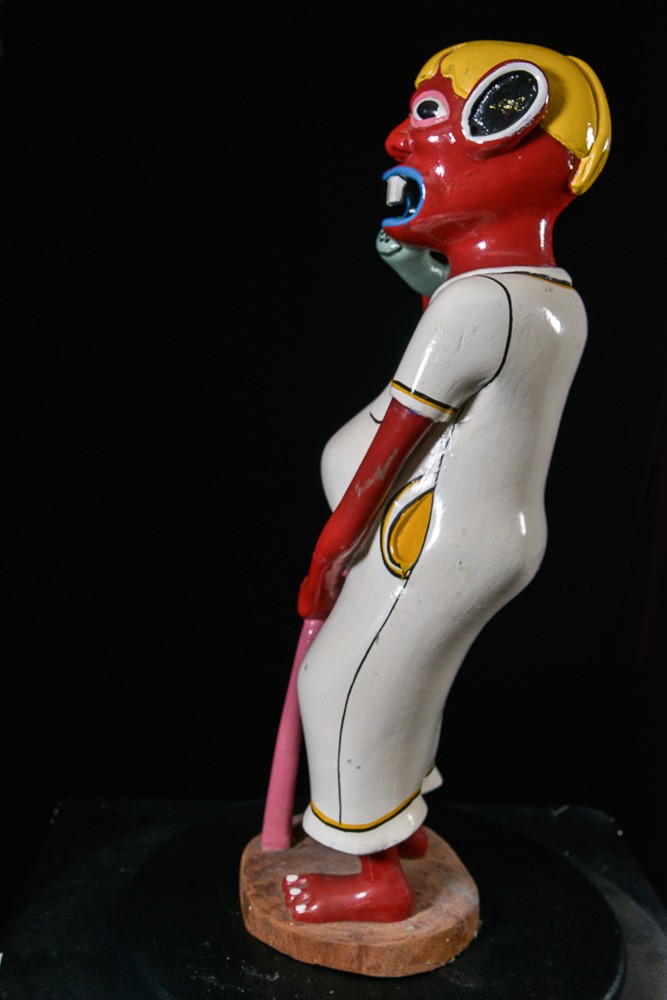 Sculpture Shetani Homme Au Télephone - Agostino Malaba - Makonde