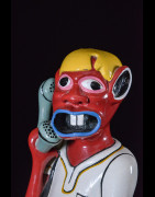Sculpture Shetani Homme Au Télephone - Agostino Malaba - Makonde