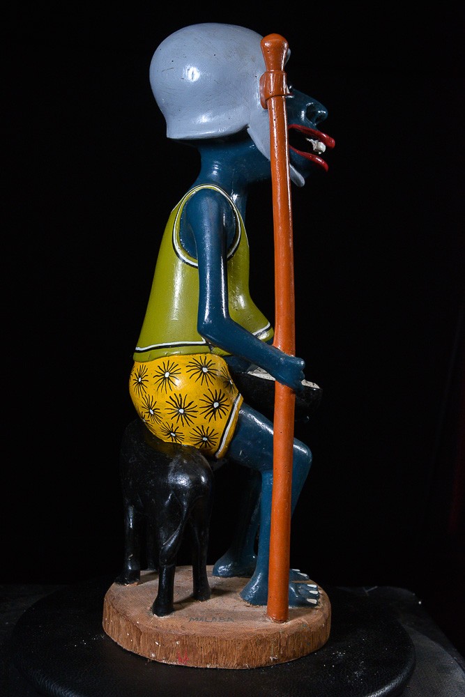 Sculpture Shetani Homme Et Animal - Agostino Malaba - Makonde