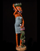 Sculpture Shetani Femme Vase Et Enfant - Agostino Malaba - Makonde