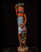 Sculpture Shetani Femme Vase Et Enfant - Agostino Malaba - Makonde