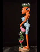 Sculpture Shetani Femme Vase Et Enfant - Agostino Malaba - Makonde