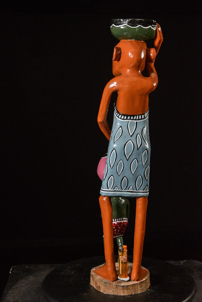 Sculpture Shetani Femme Vase Et Enfant - George Lilanga - Makonde