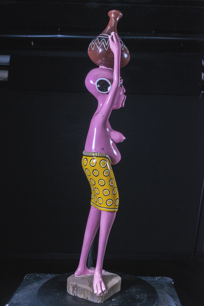 Sculpture Shetani Femme Avec Canne - Agostino Malaba - Makonde