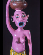 Sculpture Shetani Femme Avec Canne - Agostino Malaba - Makonde