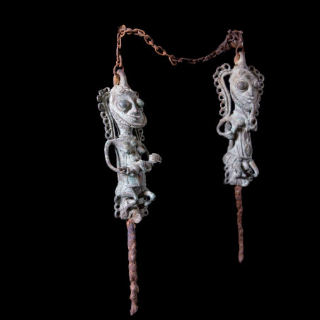 Statuette Edan en paire de la societe Ogboni - Yoruba Nigeria - Bronzes