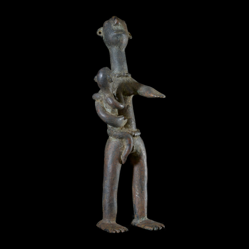 Statuette en alliage de bronze - Verre / Were - Nigeria Cameroun