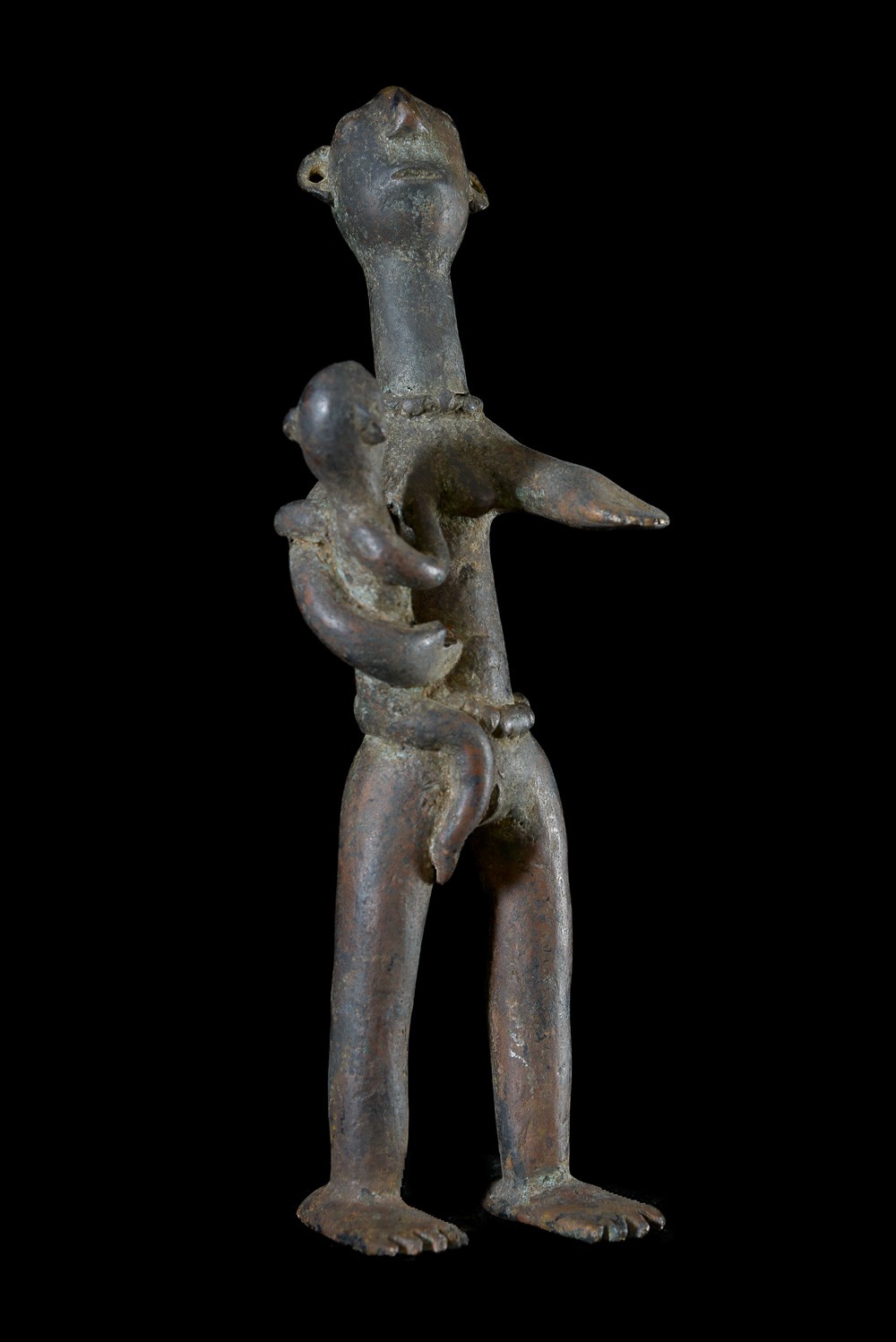 Statuette Maternité en alliage de bronze - Verre / Were - Nigeria Cameroun