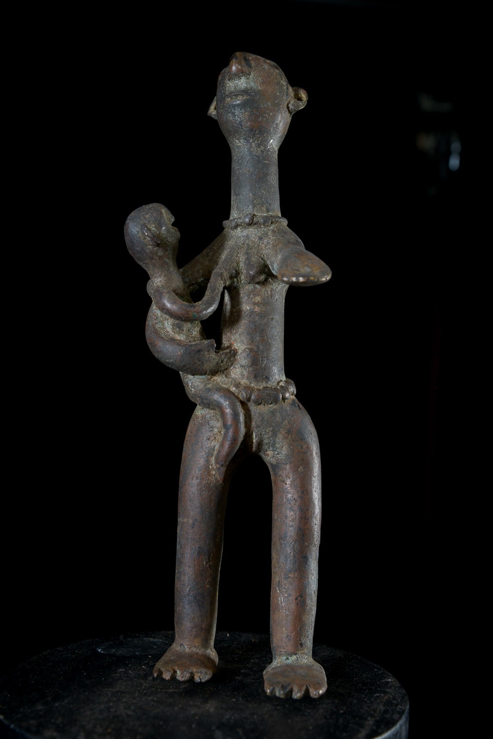 Statuette Maternité en alliage de bronze - Verre / Were - Nigeria Cameroun