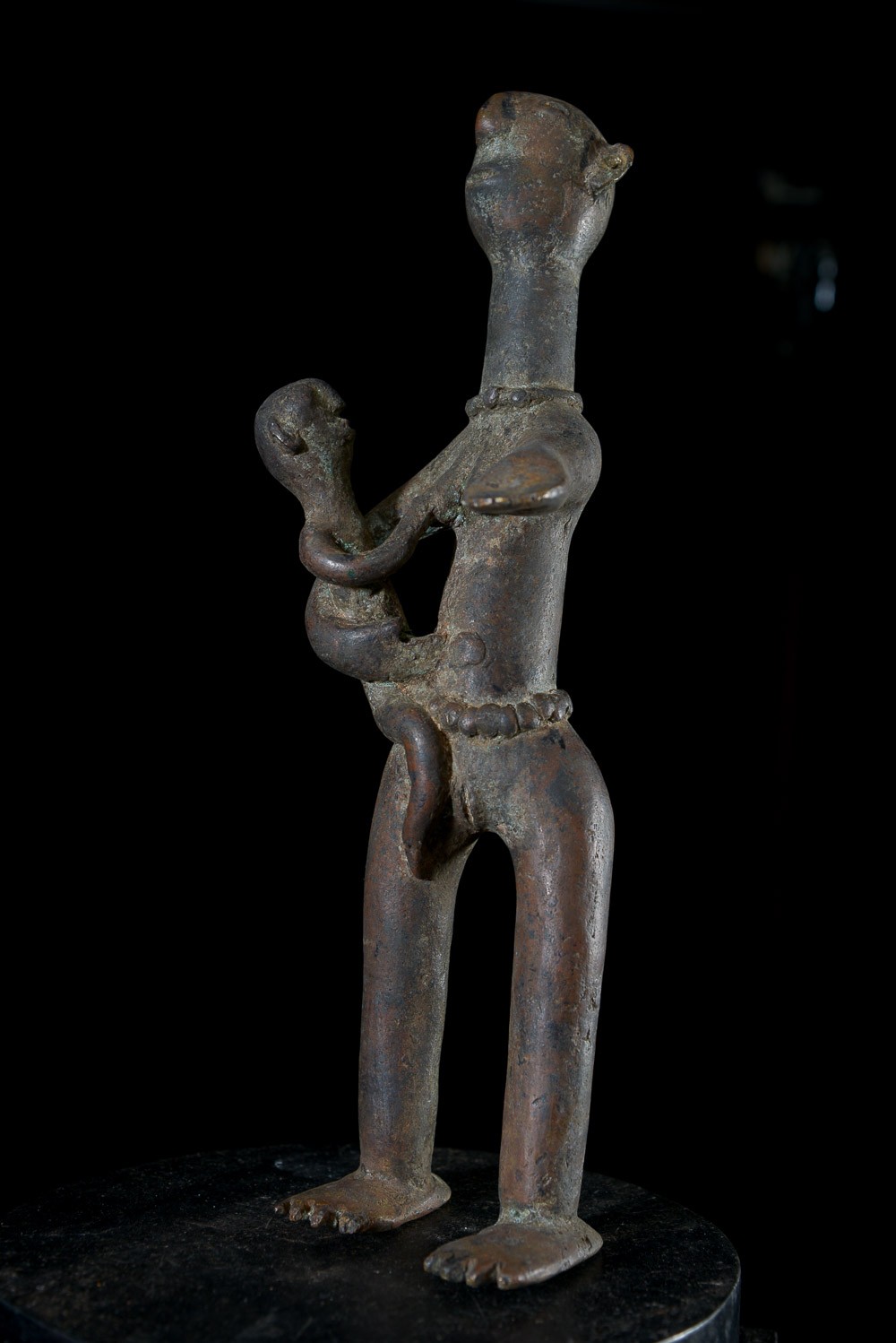 Statuette Maternité en alliage de bronze - Verre / Were - Nigeria Cameroun