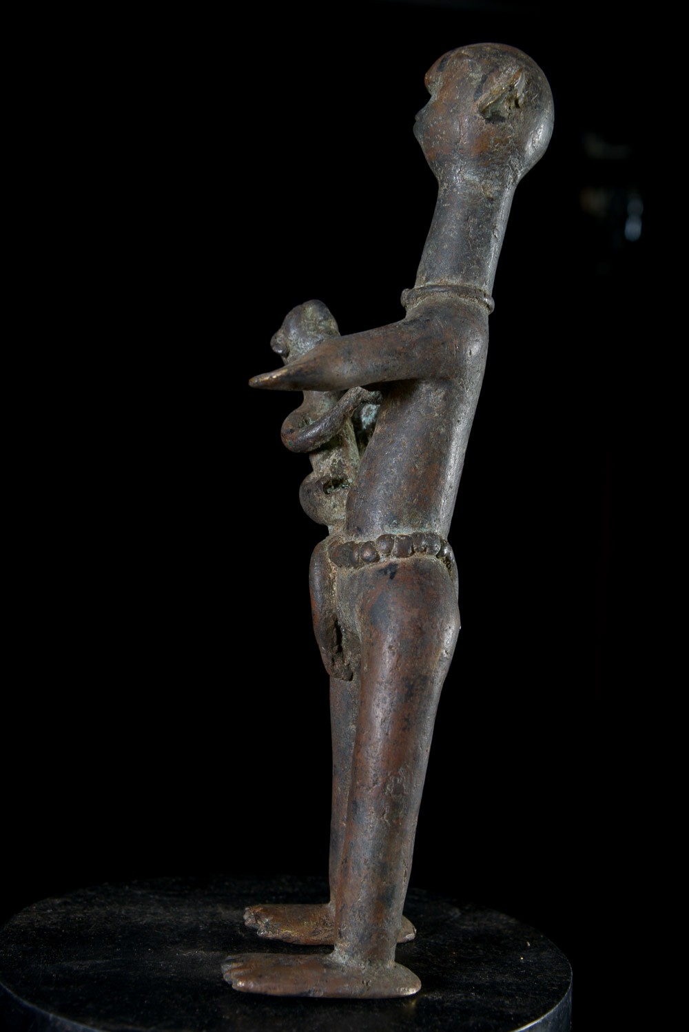 Statuette Maternité en alliage de bronze - Verre / Were - Nigeria Cameroun