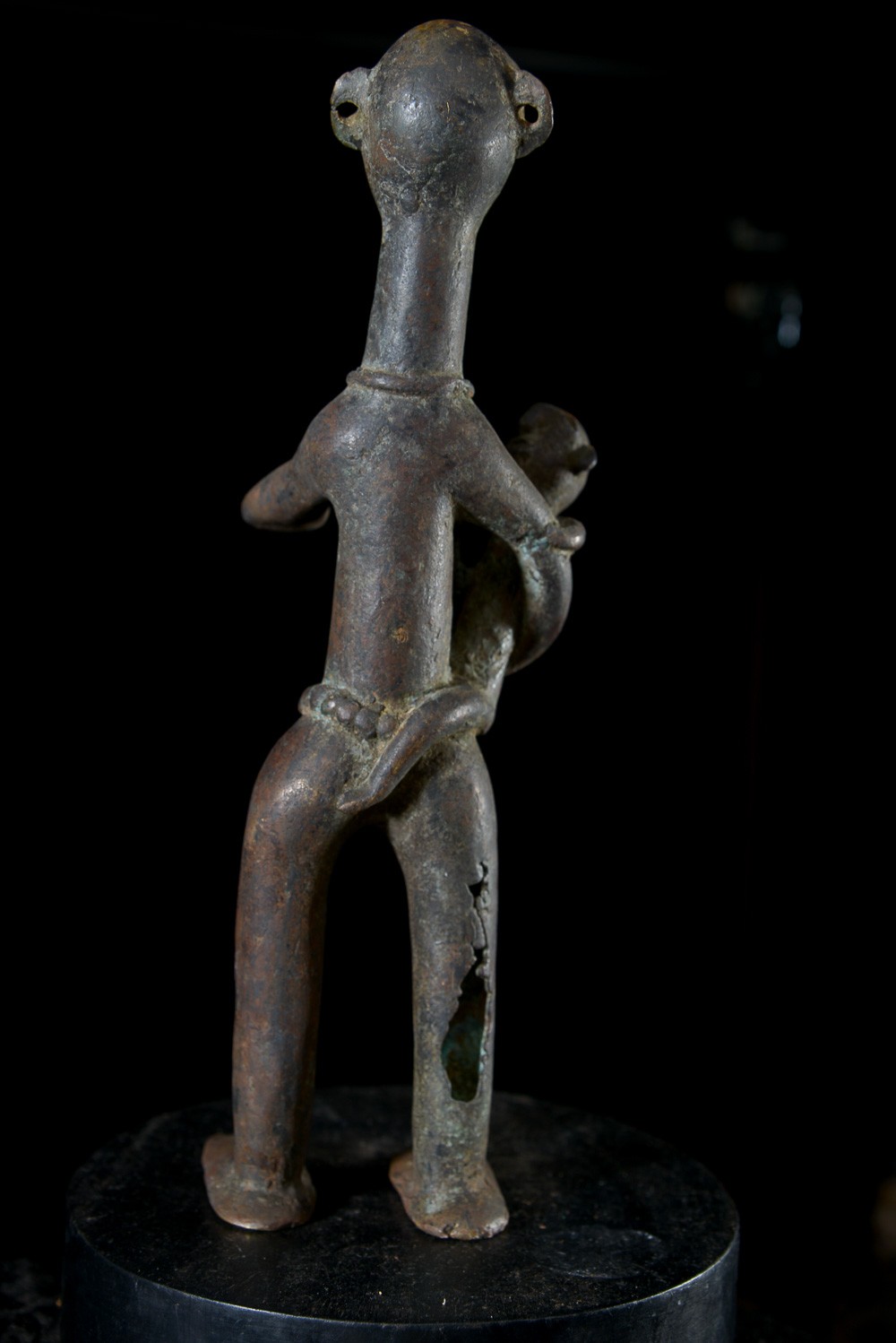 Statuette Maternité en alliage de bronze - Verre / Were - Nigeria Cameroun