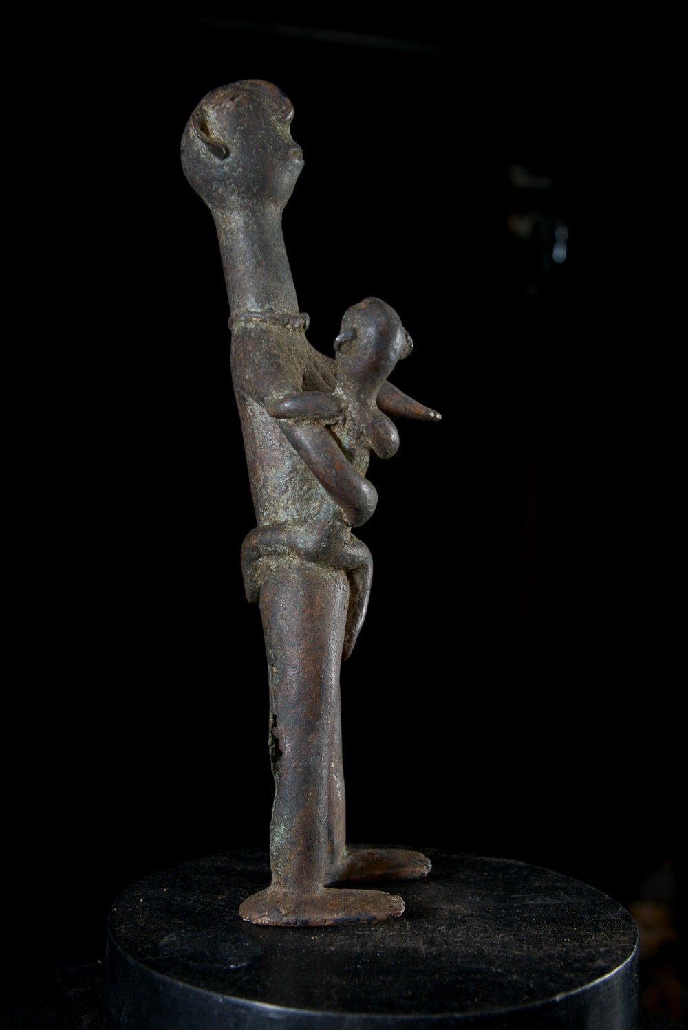Statuette Maternité en alliage de bronze - Verre / Were - Nigeria Cameroun