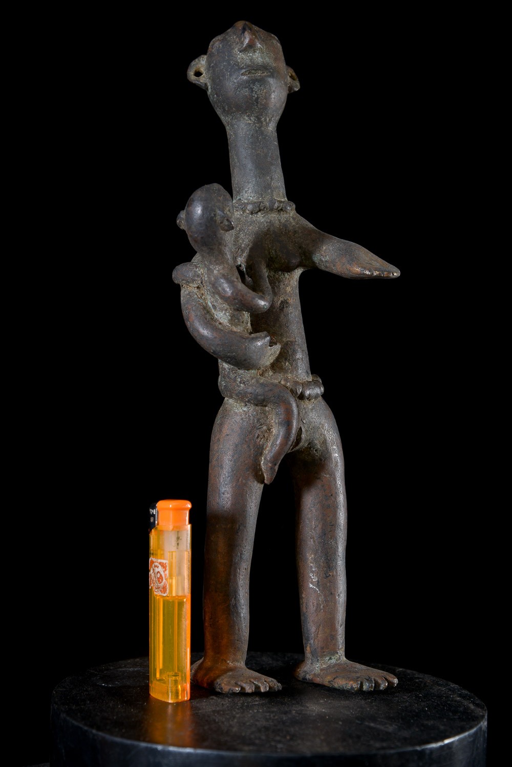 Statuette Maternité en alliage de bronze - Verre / Were - Nigeria Cameroun