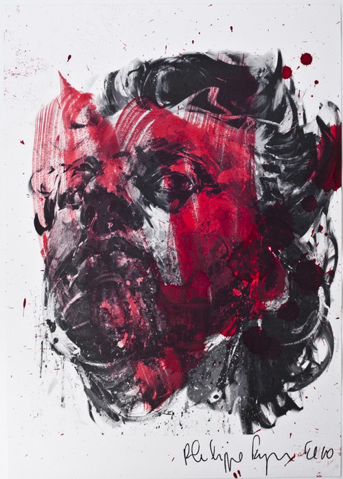 Tableau technique mixte Autoportrait - Philippe Pasqua 2010