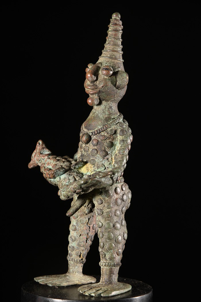 Statuette Maternité en alliage de bronze - Verre / Were - Nigeria Cameroun