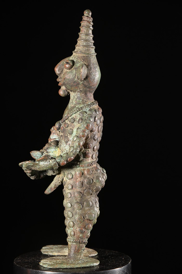 Statuette Maternité en alliage de bronze - Verre / Were - Nigeria Cameroun