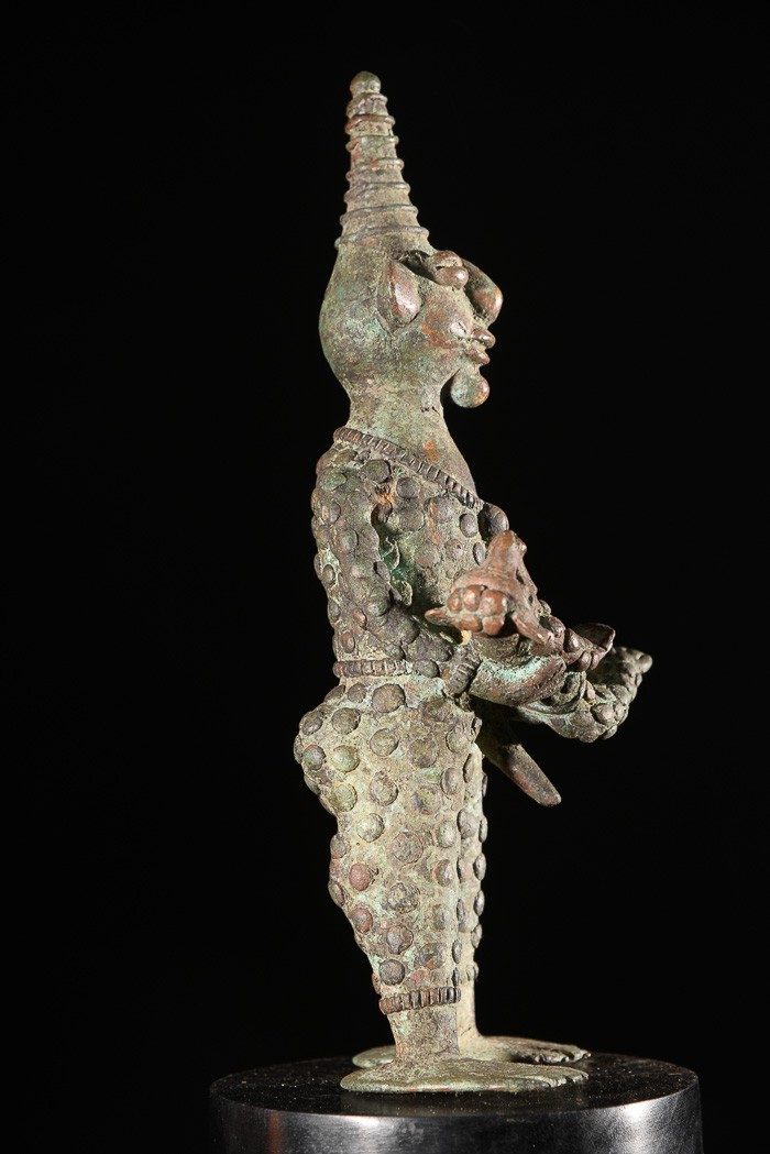 Statuette Maternité en alliage de bronze - Verre / Were - Nigeria Cameroun