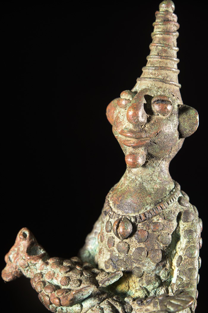 Statuette Maternité en alliage de bronze - Verre / Were - Nigeria Cameroun