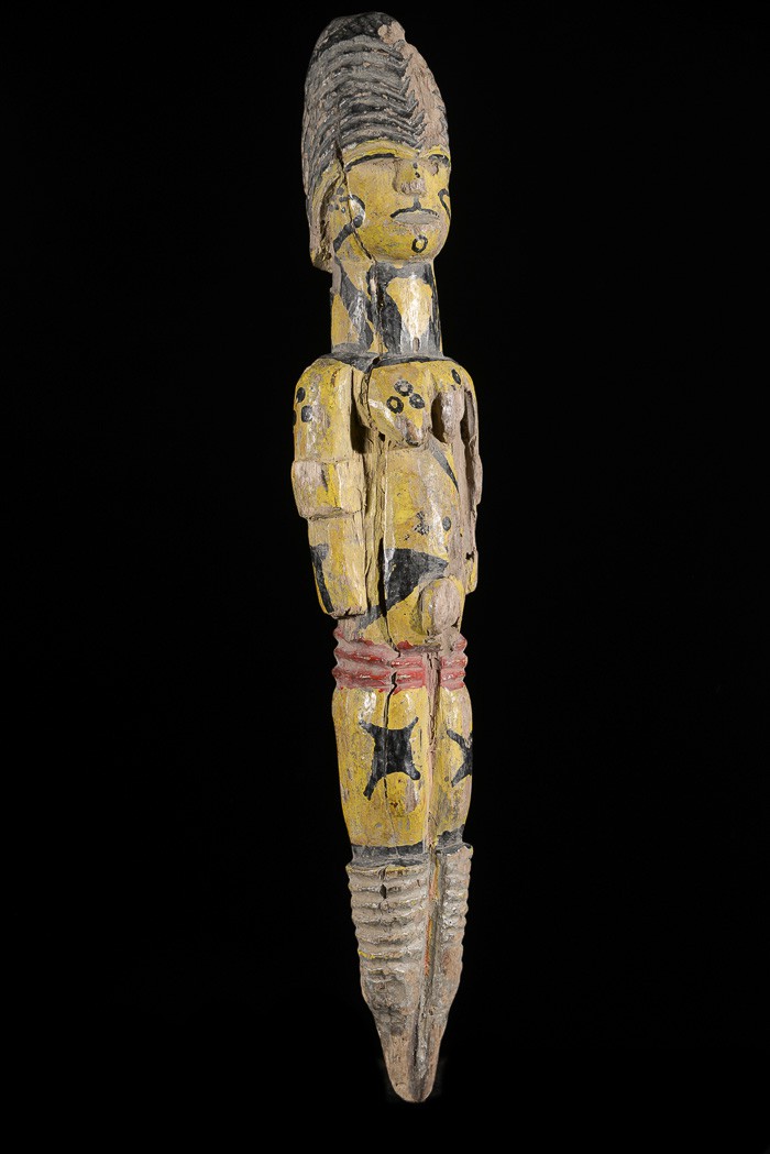 Statuette feminine polychrome Edjo - Urhobo - Nigeria