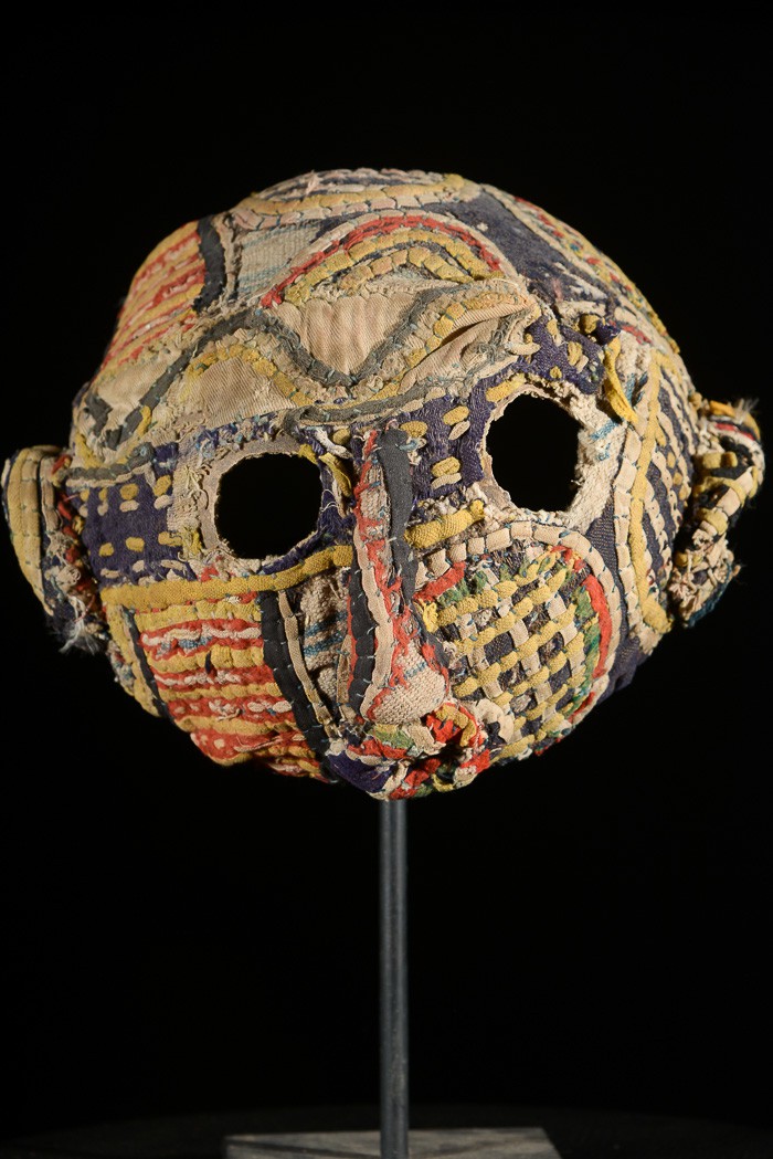 Masque calebasse en textile Mbulu - Ibo / Igbo - Nigeria