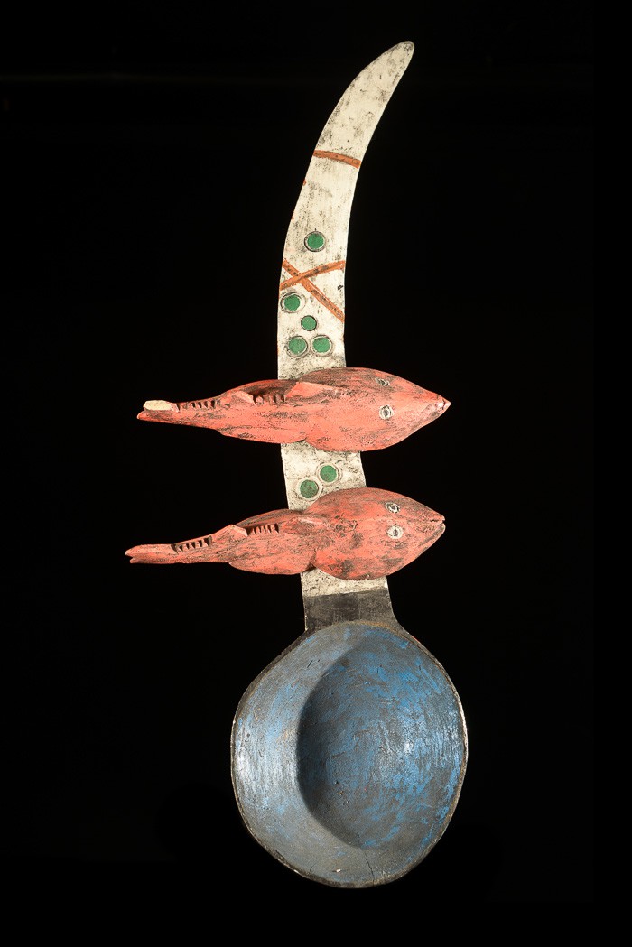 Grande cuillère en bois polychrome - Bidjogo - Guinée Bissau