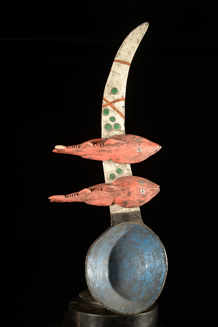 Grande cuillère en bois polychrome - Bidjogo - Guinée Bissau