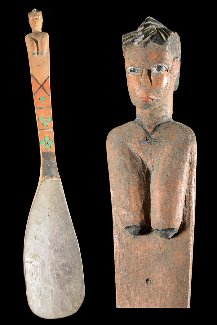Grande cuillère en bois polychrome - Bidjogo - Guinée Bissau