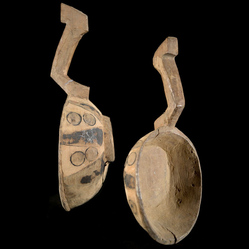 Grande cuillère en bois polychrome - Bidjogo - Guinée Bissau