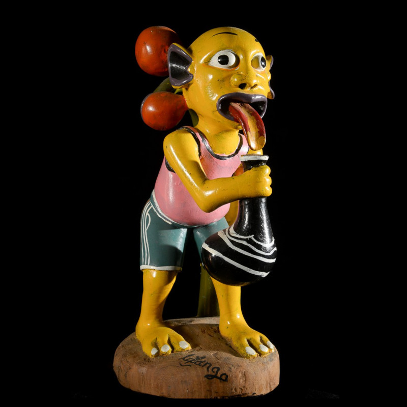 Sculpture Shetani Homme Jaune - George Lilanga - Makonde