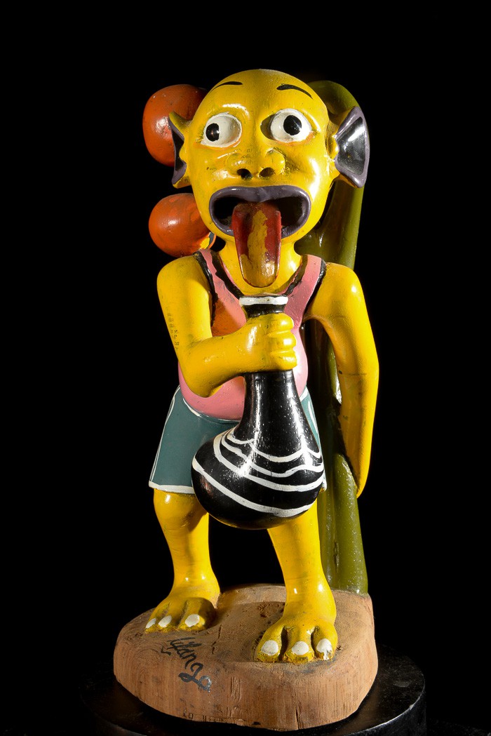 Sculpture Shetani Homme Jaune - George Lilanga - Makonde