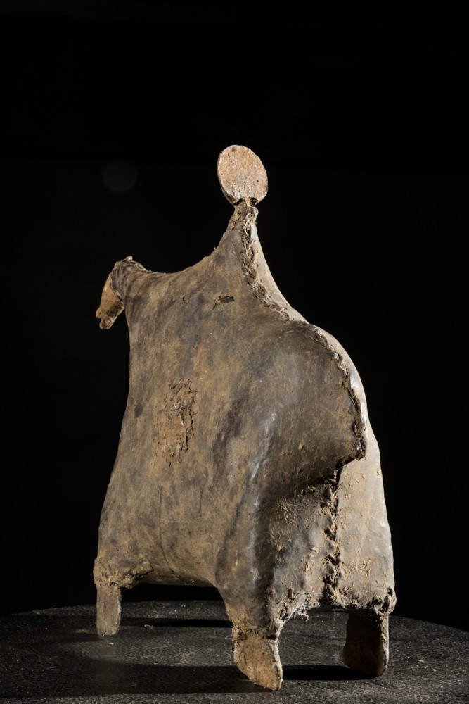 Cavalier et son cheval cuir et fer noir- Matakam - Cameroun
