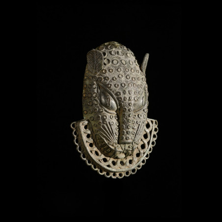 Masque de ceinture léopard en bronze - Bini - Benin Nigeria