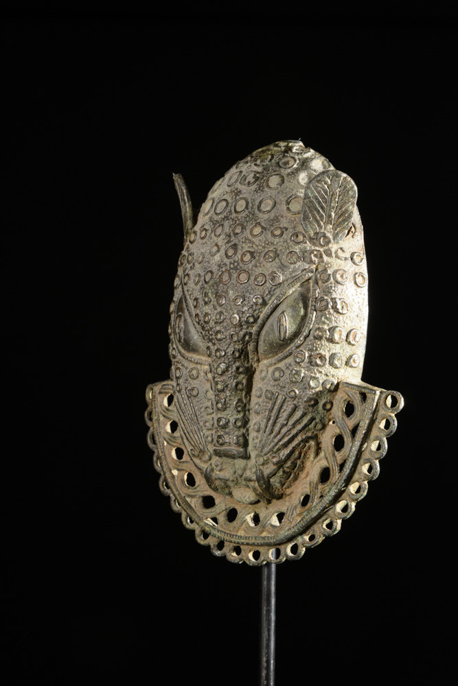 Masque de ceinture léopard en bronze - Bini - Benin Nigeria