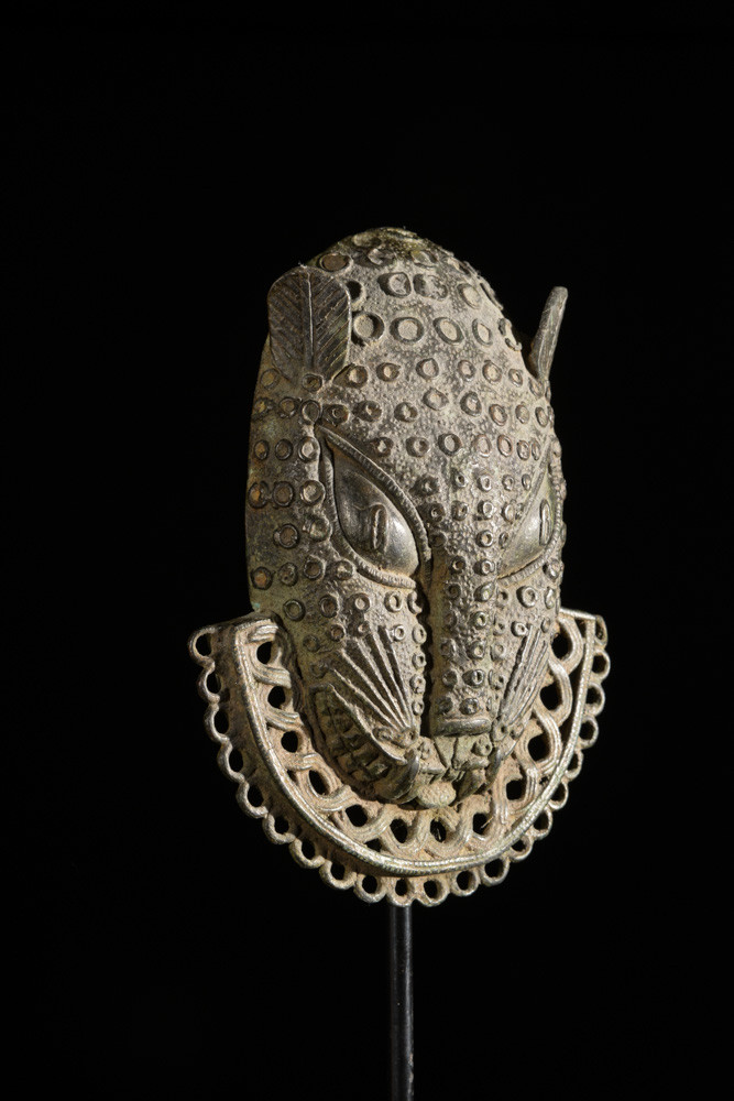 Masque de ceinture léopard en bronze - Bini - Benin Nigeria