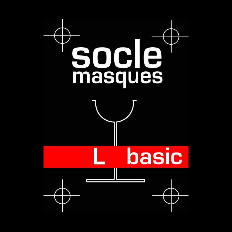 Socle masque basic en bois et acier - taille L