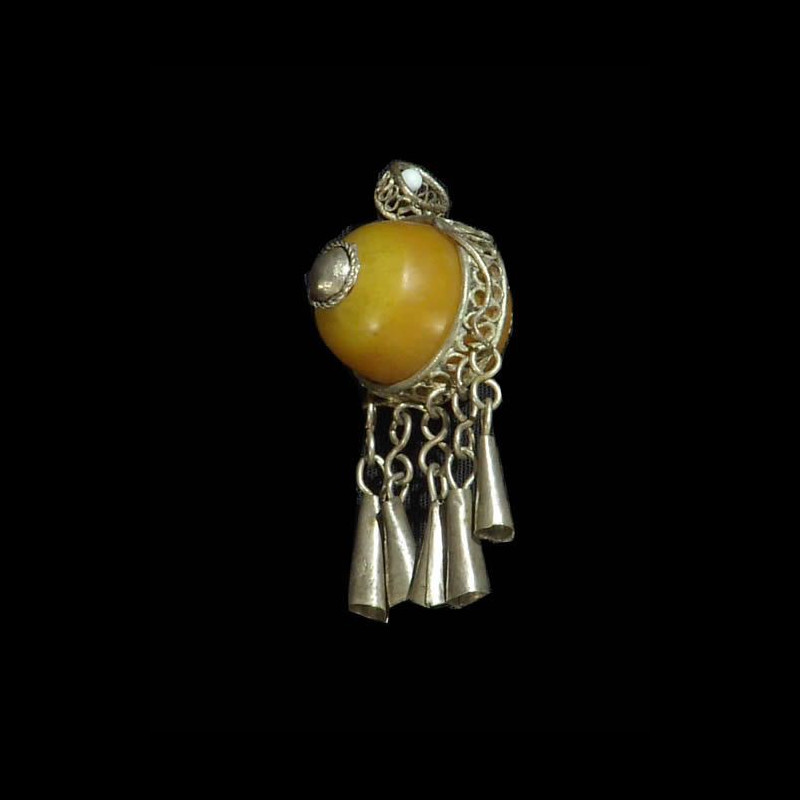 Pendentif Ambre et Metal - Amhara - Ethiopie - Colliers ethnique