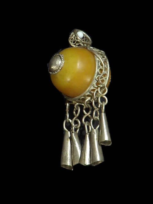 Pendentif Ambre et Metal - Amhara - Ethiopie - Colliers ethnique