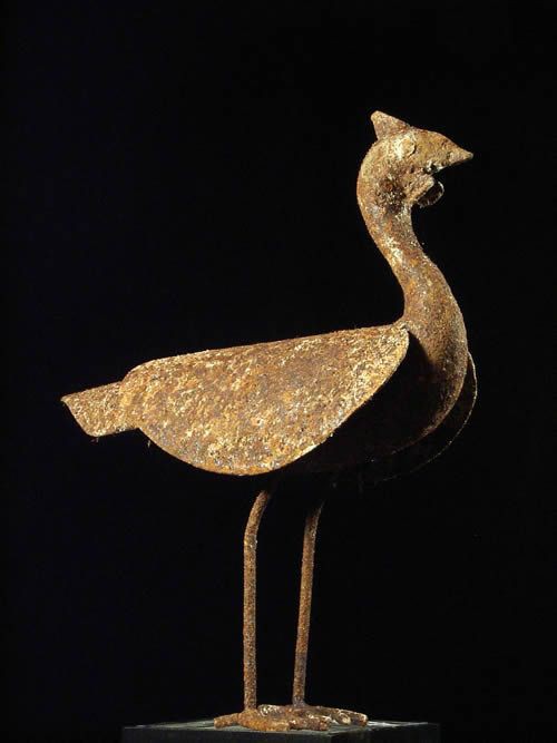 Statue funeraire pintade fer noir - Bambara - Mali - Art animali