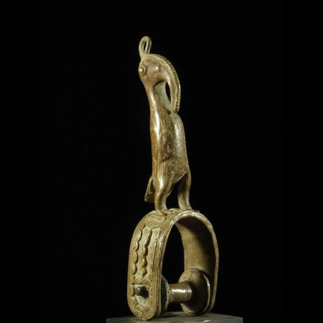 Etrier de poulie a tisser calao bronze - Senoufo - Côte d'Ivoire