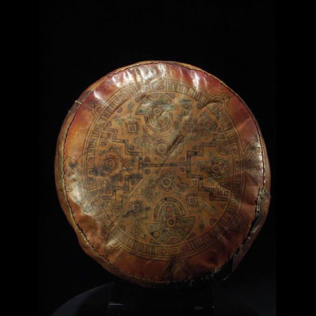 Coussin polychrome en cuir - Berbere - Maroc
