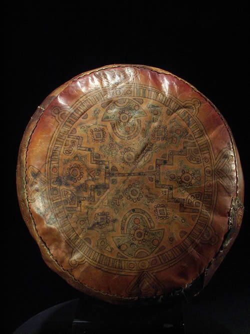 Coussin polychrome en cuir - Berbere - Maroc